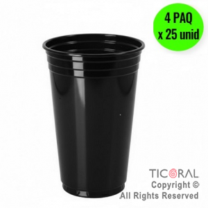 VASO NEON FLUO 300CC NEGRO PRETO COPOBRAS (4 pack x 25 unidades)